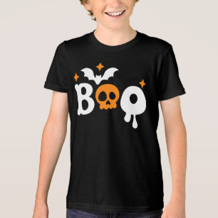 Halloween Boo Skull Fladdermus Modern Typografi T Shirt