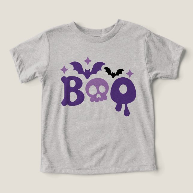 Halloween Boo Skull Fladdermus Modern Typografi T Shirt (Design Framsida)