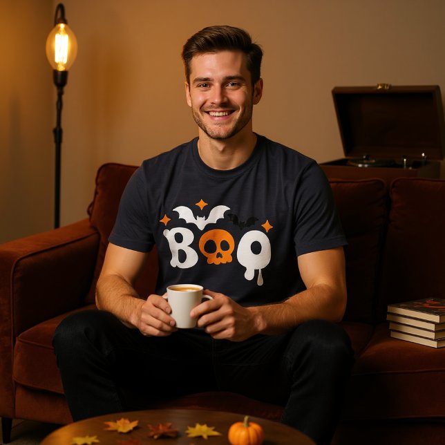 Halloween Boo Skull Fladdermus Modern Typografi T Shirt (Skapare uppladdad)
