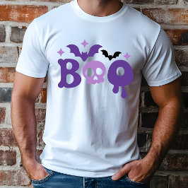 Halloween Boo Skull Fladdermus Modern Typografi T Shirt