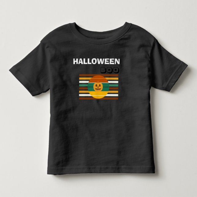 Halloween Boo Småbarn Svart T Shirt (Framsida)