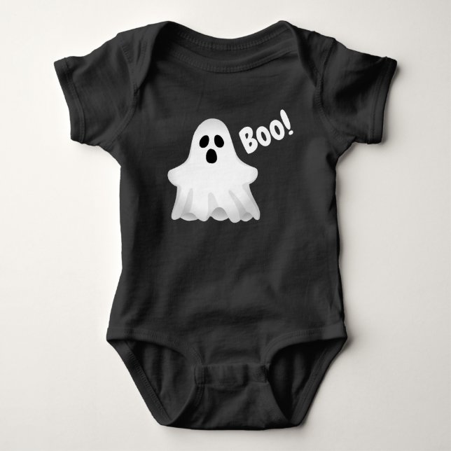 Halloween Boo Spök Bebis Ensemblen T Shirt (Framsida)