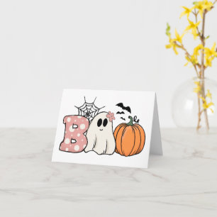 Halloween Boo Spöke Pumpa Fladdermöss Spindelnät Kort