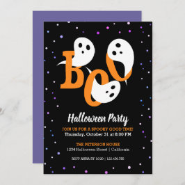 Halloween Boo Spöken Lila Confetti-inbjudan Inbjudningar