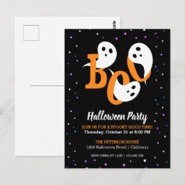 Halloween Boo Spöken Lila Konfetti Inbjudan