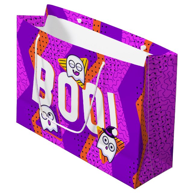 Halloween BOO Spöken Lila Presentpåse (Framsidan Vinklad)