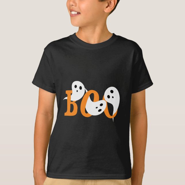 Halloween Boo-spöken Svart T-Shirt (Framsida)