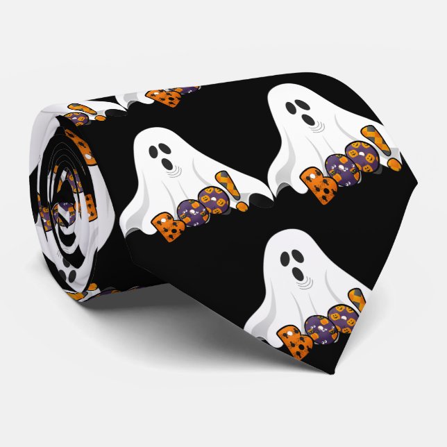 Halloween BOO / Spökliknande spöke på svart Slips (Rullad)