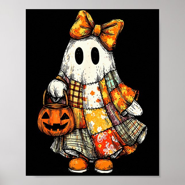Halloween Boo Spökplockstickare Patchwork Quilting Poster (Framsidan)
