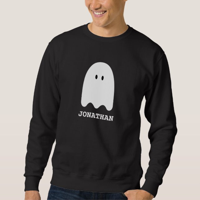 Halloween boo spooky Ghost Personlig Namn Lång Ärmad Tröja (Framsida)