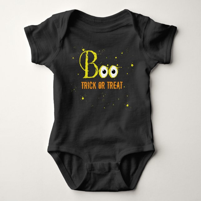 Halloween Boo Spooky Ögon Creepy Bus eller godis T Shirt (Framsida)