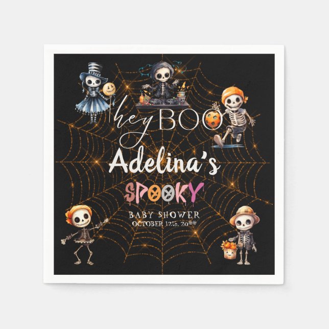 Halloween Boo Spooky Skeletons Costume Baby Shower Pappersservett (Framsidan)
