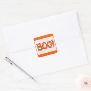 Halloween BOO Sticker Fyrkantigt Klistermärke