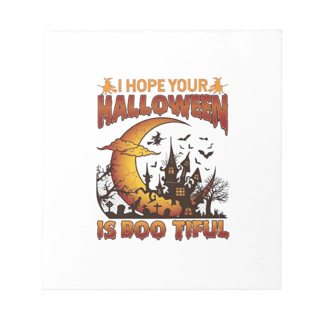 Halloween Boo Tiful Hus Spökhus Halvmåne Ba Anteckningsblock (Framsida)
