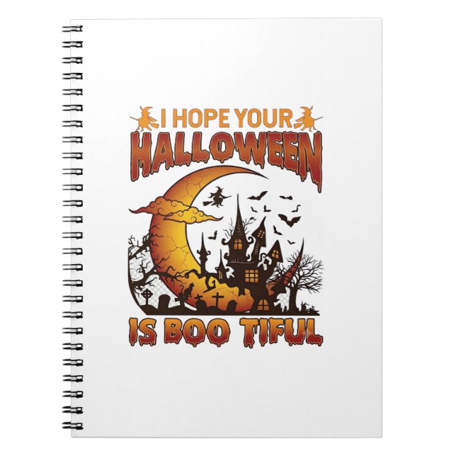 Halloween Boo Tiful Spökhus Halvmåne Ba Anteckningsbok (Framsidan)