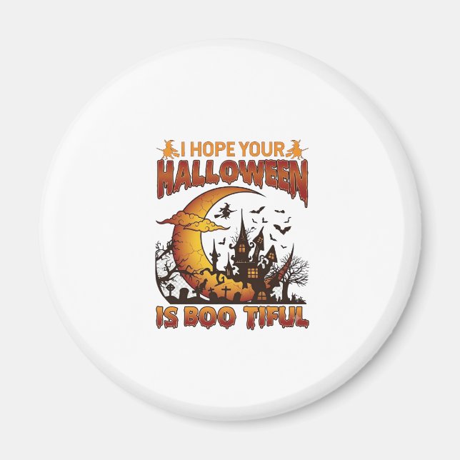 Halloween Boo Tiful Spökhus Halvmåne Ba Magnet (Framsidan)