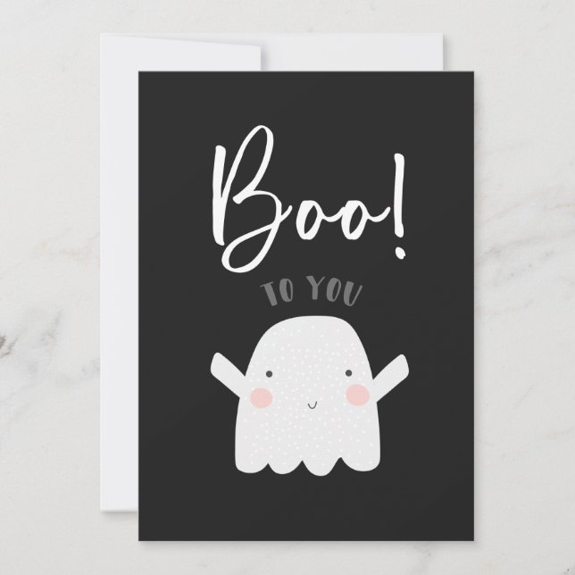 Halloween "Boo to you" Cute Ghost Tack Kort (Framsida)