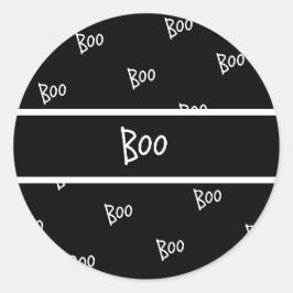 Halloween boo typografi svart och vit runt klistermärke