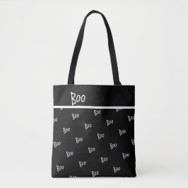 Halloween boo typografi svart och vit tygkasse