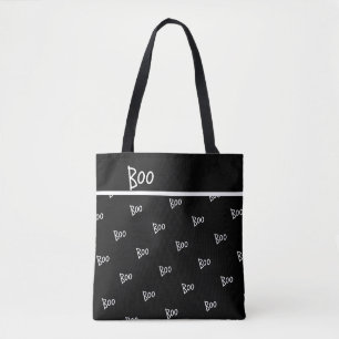 Halloween boo typografi svart och vit tygkasse