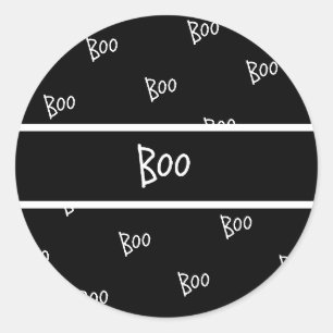 Halloween boo typografi svart och vitt runt klistermärke