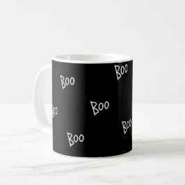 Halloween boo typografi svart vitt kaffemugg