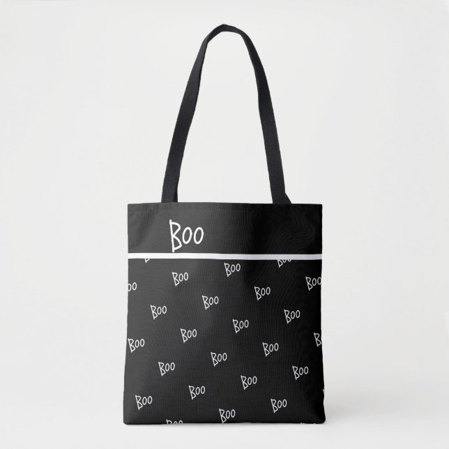 Halloween boo typography black and white tygkasse (Framsida)