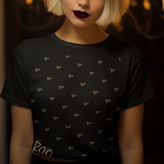 Halloween boo typography Black guld T Shirt (Skapare uppladdad)