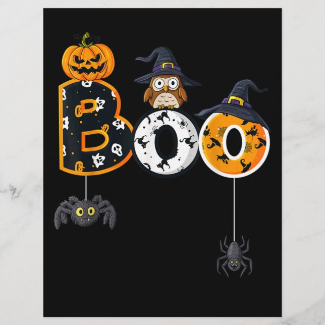 Halloween Boo Uggla med vinklingsspindlar Brevhuvud (Framsida)