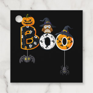 Halloween Boo Uggla med vinklingsspindlar Gåvor Etiketter