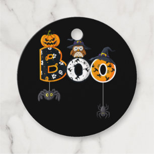 Halloween Boo Uggla med vinklingsspindlar Gåvor Etiketter