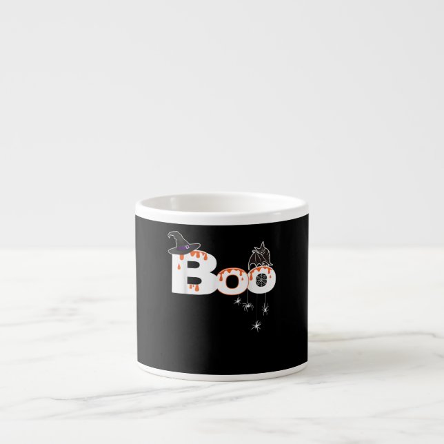 Halloween Boo Uggla med Witch Hat Spider Kids Girl Espressomugg (Framsidan)