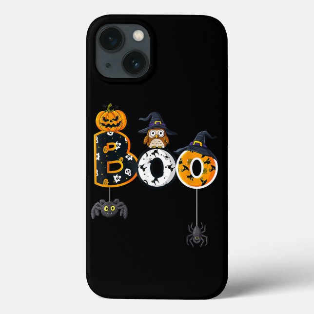 Halloween Boo Uggla med Witch Hat Spiders Boys Gir (Baksida)