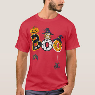 Halloween Boo Uggla med Witch Hat Spiders Boys Gir T Shirt