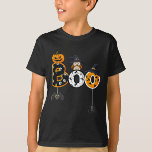 Halloween Boo Uggla med Witch Hat Spiders Boys Gir T Shirt