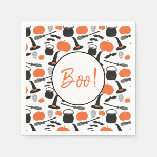 Halloween Boo Witch Pumpkin Fladdermus Broomstick Pappersservett