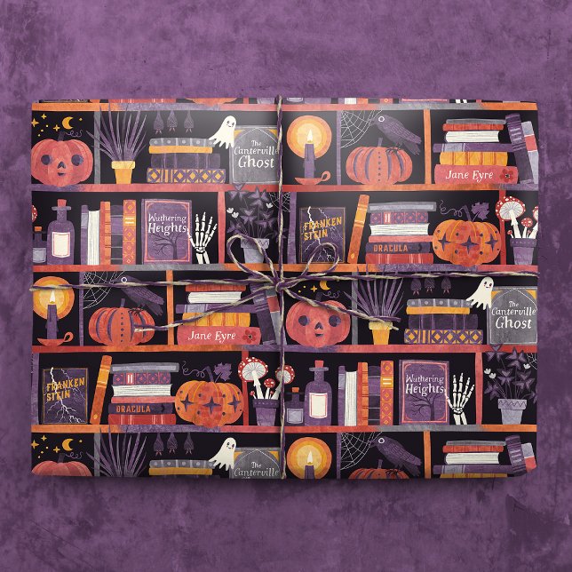 Halloween Bookshelf Presentpapper (Gift Mockup)