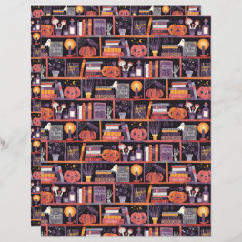 Halloween Bookshelf Scrapbook Papper