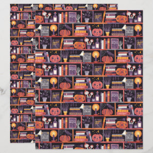 Halloween Bookshelf Scrapbook Papper