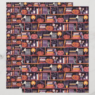 Halloween Bookshelf Scrapbook Papper