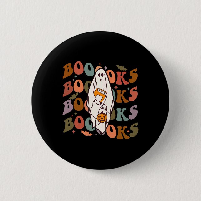 Halloween Boooks Cute Ghost Boo Reading Bokar Adu Knapp (Framsida)