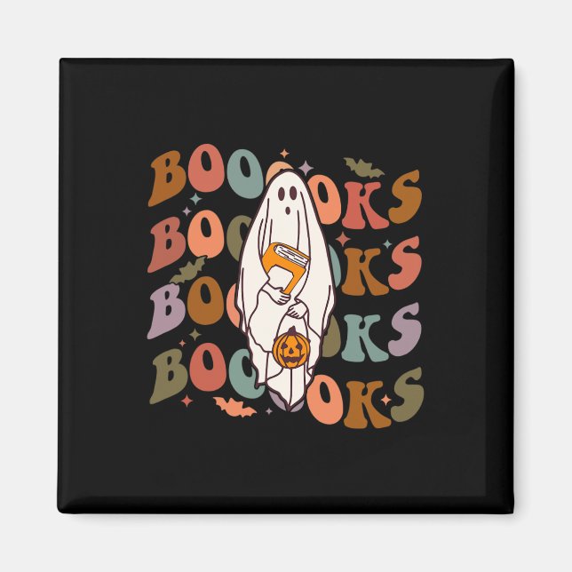 Halloween Boooks Cute Ghost Boo Reading Bokar Adu Magnet (Framsidan)