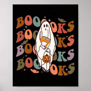 Halloween Boooks Cute Ghost Boo Reading Bokar Adu Poster