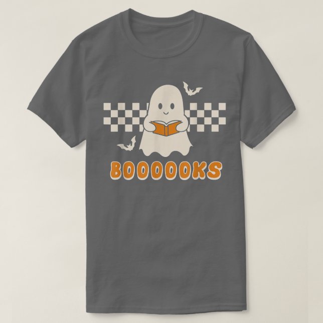 Halloween Boooks Cute Ghost Boo Reading Bokar Adu T Shirt (Design framsida)