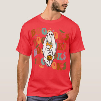 Halloween Boooks Cute Ghost Boo Reading Bokar Adu T Shirt