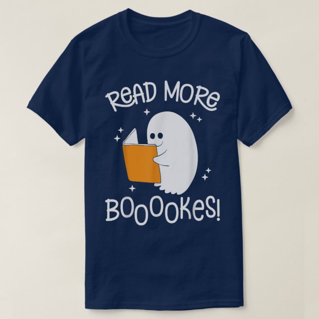Halloween Boooks Cute Ghost Reading Bibliotek Boka T Shirt (Design framsida)
