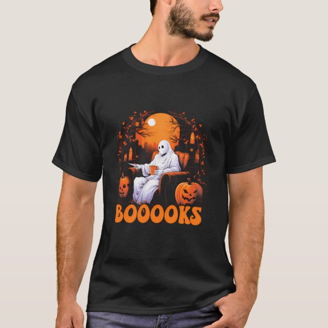 Halloween Boooks Ghost Reading Bok Soffa Bok Mask T Shirt (Framsida)