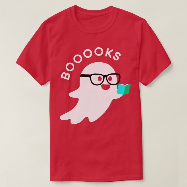 Halloween Boooks Ghost Reading Boo Read Bokar Lib T Shirt (Design framsida)