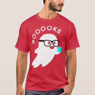 Halloween Boooks Ghost Reading Boo Read Bokar Lib T Shirt