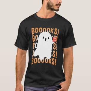 Halloween Boooks Ghost Reading Boo Read Bokar Lib T Shirt